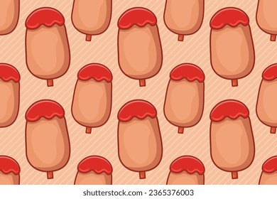 corn dog food seamless pattern vector illustration 