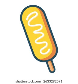 corn dog food snack meal flat color vector illustration template design