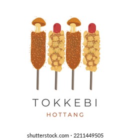Corn dog hotang tokkebi vector illustration logo with mozzarella cheese and sausage filling