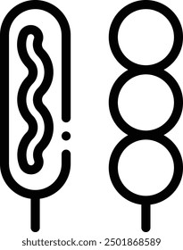 corn dog icon. Thin Linear Style Design Isolated On White Background