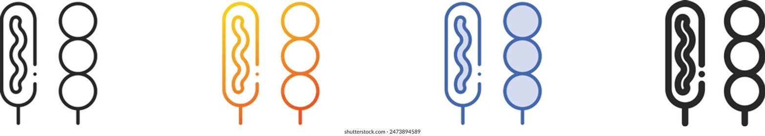 corn dog icon.Thin Linear, Gradient, Blue Stroke and bold Style Design Isolated On White Background