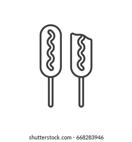 Corn dog line icon. American cuisine.