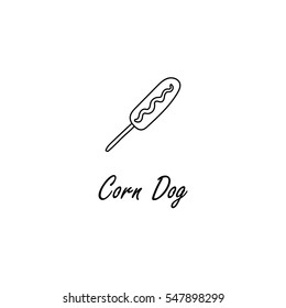 Corn dog line sketch hand drawn icon