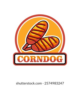 Corn dog logo vector illustration template in circle