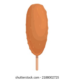 Corn dog meal icon cartoon vector. Hot food. Sauce ketchup