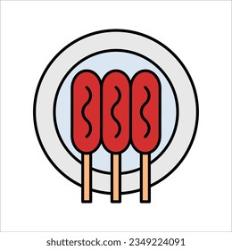 Corn dog or Sausage in the dough linear icon. vector illustration on white background