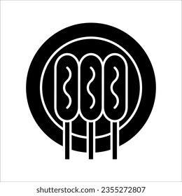 Corn dog or Sausage in the dough linear icon. vector illustration on white background