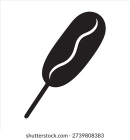 Corn Dog Silhouette with Mustard Vector Icon.