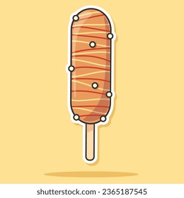 Ilustración vectorial aislada de la pegatina de perro de maíz