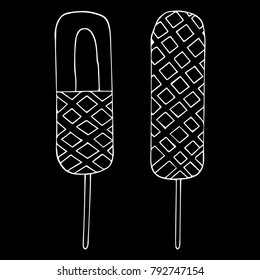 Corn dog vector illustration. Doodle style. Design, print, logo, decor, textile, paper.