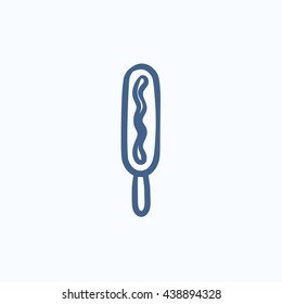 Corn dog vector sketch icon isolated on background. Hand drawn Corn dog icon. Corn dog sketch icon for infographic, website or app.