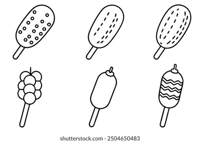 Corn Dogs line art golden fried perfection on a convenient stick