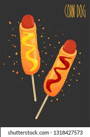 Corn dogs. Vector illustration