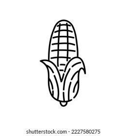 Corn doodle icon. Hand drawn black sketch. Vector Illustration.
