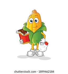 corn eat chocolate mascot. cartoon vector