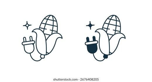 Maisethanol-Set-Symbol mit weißem Hintergrund, Vektorgrafik