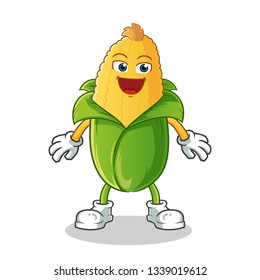 corn excited mascot vector cartoon illustration