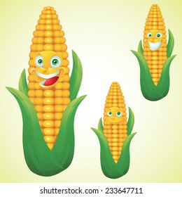 Corn face expression cartoon character set
