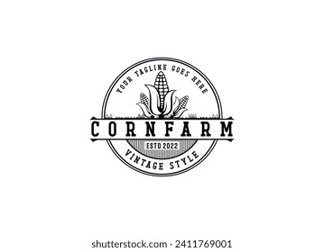 Corn farm logo design. Agriculture corn logo stamp.