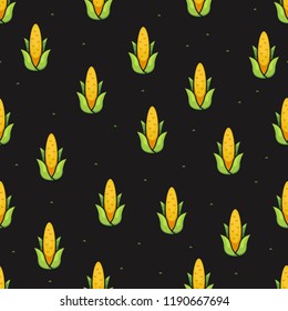 Corn farm seamless pattern cartoon illustration