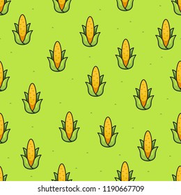 Corn farm seamless pattern cartoon illustration