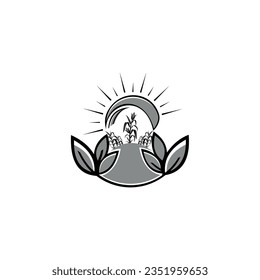Corn farming logo design vector illustration
