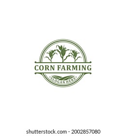 corn farming logo template in white background
