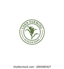 corn farming logo template in white background