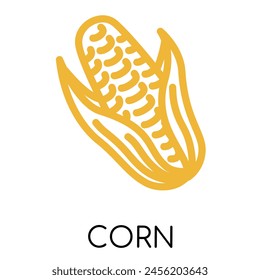 Corn fat line vegetable icon, vector illustration
