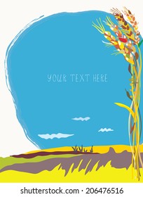 Corn field at autumn graphic background  vector