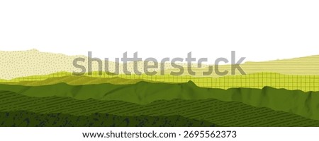 Corn Field Collage Agriculture Texture and Abstract Farm Landscape with Patterns. Green paper texture and organic farm landscape for eco-friendly designs. Agro themed banner in Japanese Korean style.