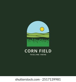 Corn field fresh colorful modern logo design concept. Vector illustration