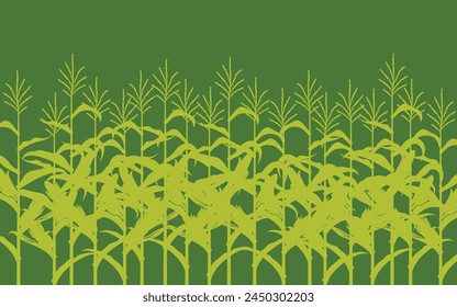 corn field illustration on green background