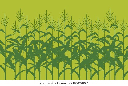Ilustración de campo de maíz sobre fondo verde