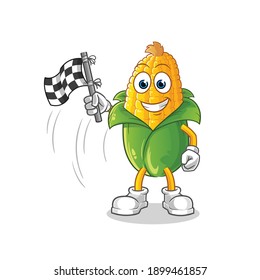 corn finish flag holder cartoon. cartoon mascot vector