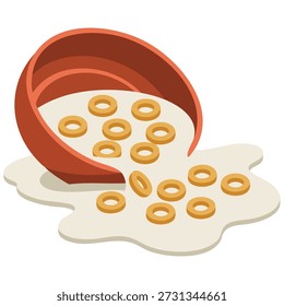 Flocos de milho café da manhã cereal doodle design vetorial isolado ilustração vetorial no fundo branco