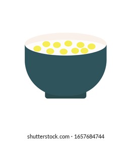 Corn flakes, cereal in bowl on white background. Vector illustration in trendy flat style. EPS 10.