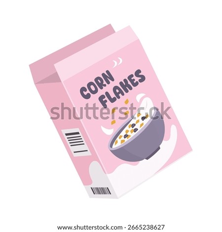 Corn flakes cereal box. Crunchy cereal box. Cereal box. Product mockup. Breakfast meal. Ads food product.