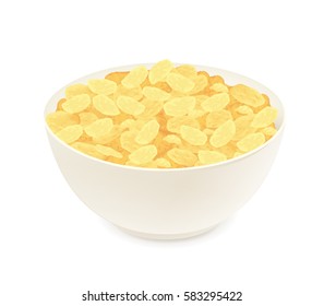 Corn flakes cereal isolated on white background. Vector illustration.