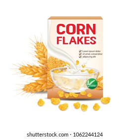 Corn flakes , cereal product vector illustration