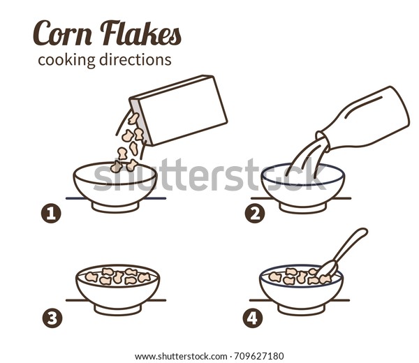 Corn Flakes Cooking Directions Steps How Stock Vector Royalty