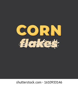 Corn flakes - lettering logo design. Vector illustration.