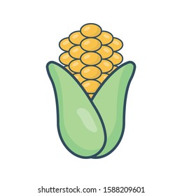 corn flat color line icon 