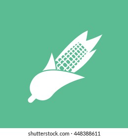 Corn Flat Icon On Green Background