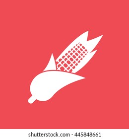 Corn Flat Icon On Red Background