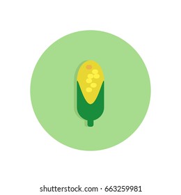 Corn flat icon. Round colorful button, Maize circular vector sign, logo illustration. Flat style design