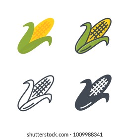 Corn flat line solid icon