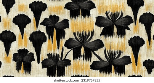 Flor de maíz ikat tríbal boho ata los colores de la mueca flor papel de pared sin costura. Motif étnica hecha a mano bello arte Ikat. Arte de fondo étnico abstracto floral rosa. 