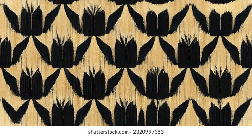 Flor de maíz ikat tríbal boho ata los colores de la mueca flor papel de pared sin costura. Motif étnica hecha a mano bello arte Ikat. Arte de fondo étnico abstracto floral rosa. 