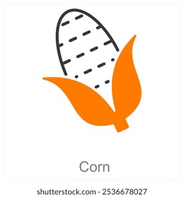 Concepto de icono de maíz y comida